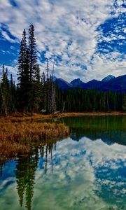 Preview wallpaper lake, mountains, clouds, reflection