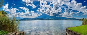 Preview wallpaper lake, mountains, clouds, sky, nature