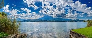 Preview wallpaper lake, mountains, clouds, sky, nature