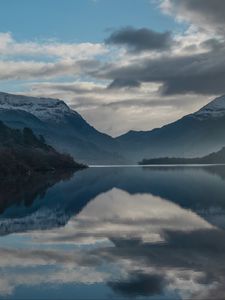 Preview wallpaper lake, mountains, clouds, water, reflection
