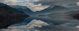 Preview wallpaper lake, mountains, clouds, water, reflection
