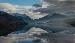 Preview wallpaper lake, mountains, clouds, water, reflection
