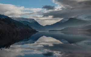 Preview wallpaper lake, mountains, clouds, water, reflection