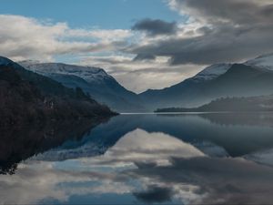 Preview wallpaper lake, mountains, clouds, water, reflection