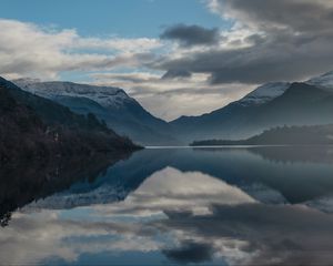 Preview wallpaper lake, mountains, clouds, water, reflection