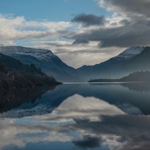 Preview wallpaper lake, mountains, clouds, water, reflection