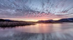 Preview wallpaper lake, mountains, clouds, nature, landscape