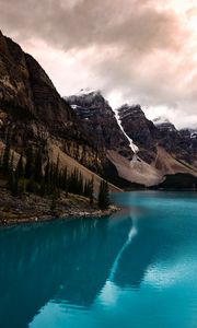 Preview wallpaper lake, mountains, coast, mountain range, landscape