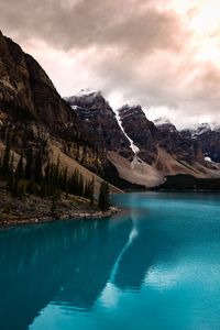 Preview wallpaper lake, mountains, coast, mountain range, landscape