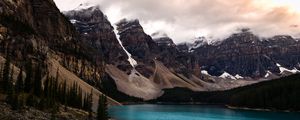 Preview wallpaper lake, mountains, coast, mountain range, landscape