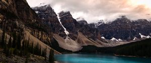 Preview wallpaper lake, mountains, coast, mountain range, landscape