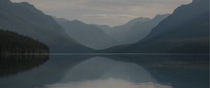 Preview wallpaper lake, mountains, fog, water, splash