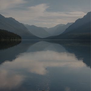 Preview wallpaper lake, mountains, fog, water, splash