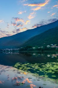 Preview wallpaper lake, mountains, fog, shore, nature