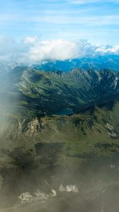 Preview wallpaper lake, mountains, fog, nature