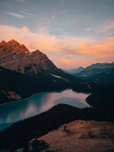 Preview wallpaper lake, mountains, forest, landscape, nature, sky