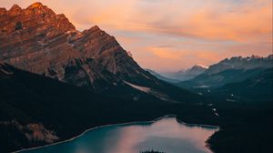 Preview wallpaper lake, mountains, forest, landscape, nature, sky