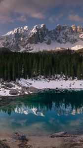 Preview wallpaper lake, mountains, forest, reflection, landscape, nature