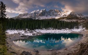 Preview wallpaper lake, mountains, forest, reflection, landscape, nature