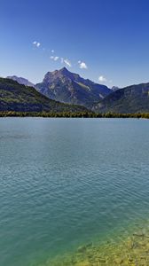Preview wallpaper lake, mountains, forest, water, summer, landscape