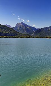 Preview wallpaper lake, mountains, forest, water, summer, landscape