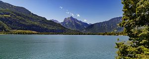 Preview wallpaper lake, mountains, forest, water, summer, landscape