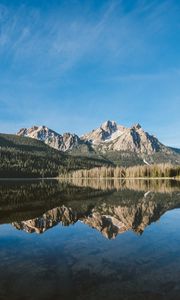 Preview wallpaper lake, mountains, forest, landscape, reflection