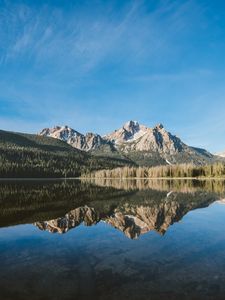 Preview wallpaper lake, mountains, forest, landscape, reflection