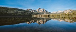 Preview wallpaper lake, mountains, forest, landscape, reflection