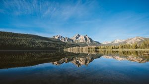Preview wallpaper lake, mountains, forest, landscape, reflection
