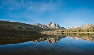 Preview wallpaper lake, mountains, forest, landscape, reflection