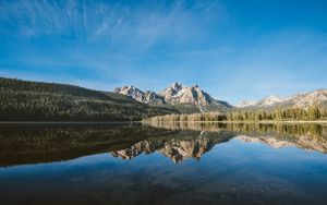 Preview wallpaper lake, mountains, forest, landscape, reflection