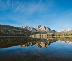 Preview wallpaper lake, mountains, forest, landscape, reflection