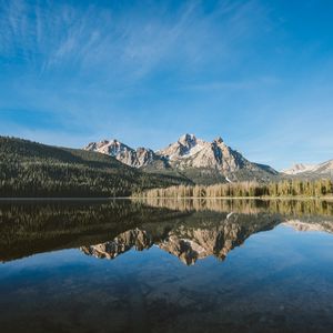 Preview wallpaper lake, mountains, forest, landscape, reflection