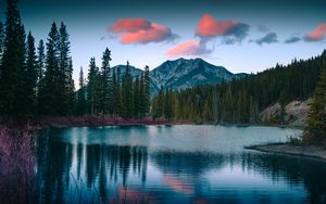 Preview wallpaper lake, mountains, forest, landscape, nature