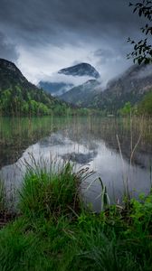 Preview wallpaper lake, mountains, forest, clouds, landscape