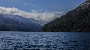 Preview wallpaper lake, mountains, forest, clouds