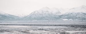 Preview wallpaper lake, mountains, frozen, ice, snow, winter