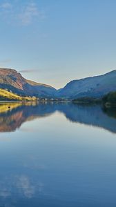 Preview wallpaper lake, mountains, hills, water, reflection
