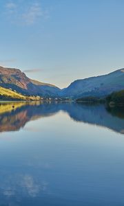 Preview wallpaper lake, mountains, hills, water, reflection