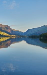 Preview wallpaper lake, mountains, hills, water, reflection