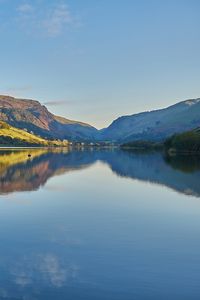 Preview wallpaper lake, mountains, hills, water, reflection