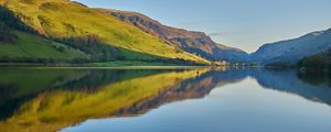 Preview wallpaper lake, mountains, hills, water, reflection