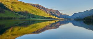 Preview wallpaper lake, mountains, hills, water, reflection