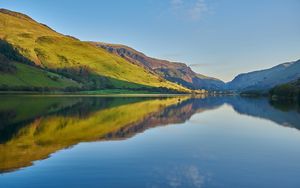Preview wallpaper lake, mountains, hills, water, reflection