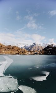 Preview wallpaper lake, mountains, ice, frozen, landscape