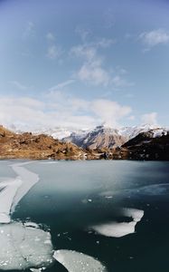 Preview wallpaper lake, mountains, ice, frozen, landscape