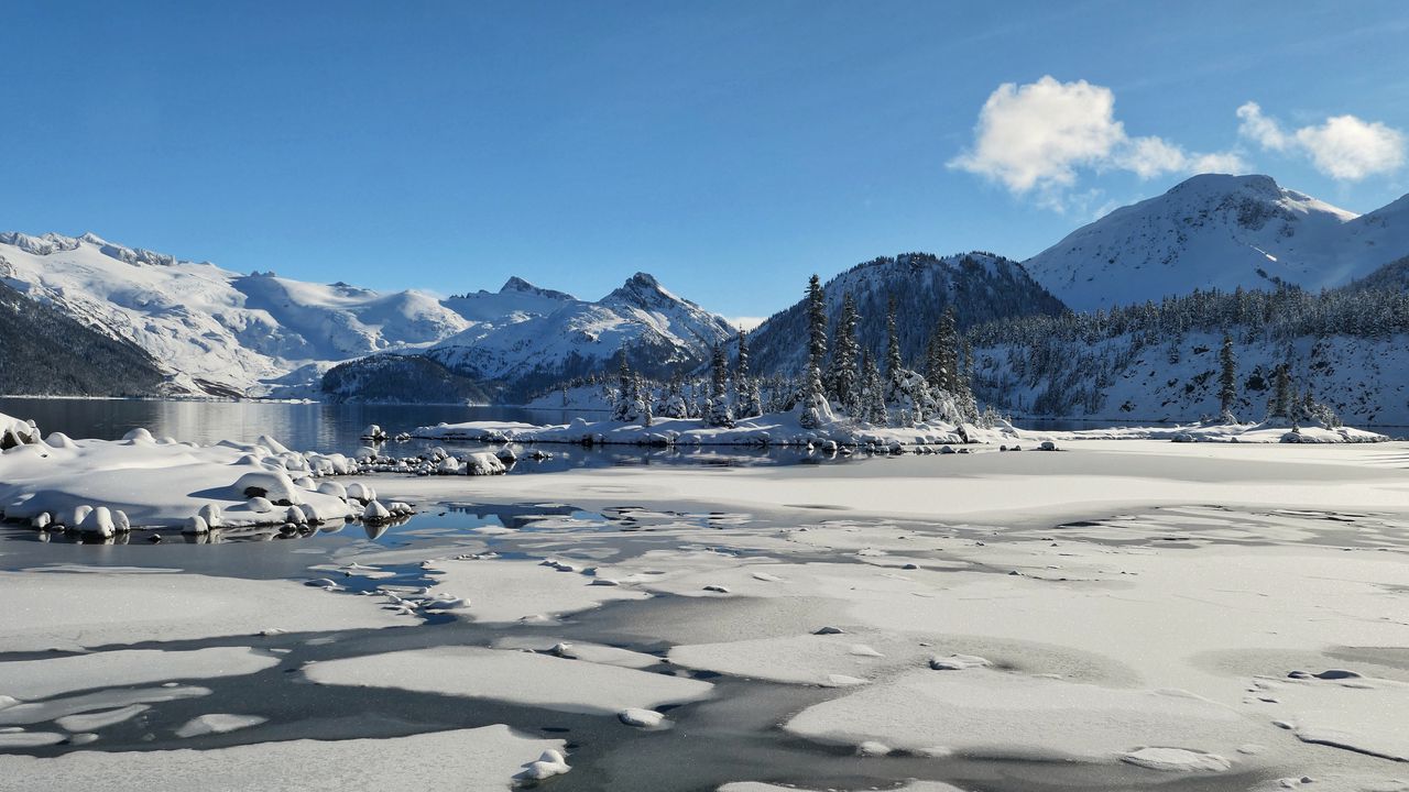 Wallpaper lake, mountains, ice, snow, winter, landscape