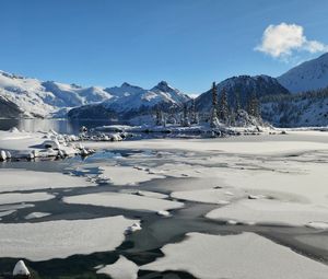 Preview wallpaper lake, mountains, ice, snow, winter, landscape