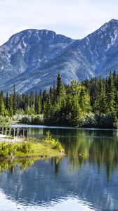 Preview wallpaper lake, mountains, landscape, trees, reflection